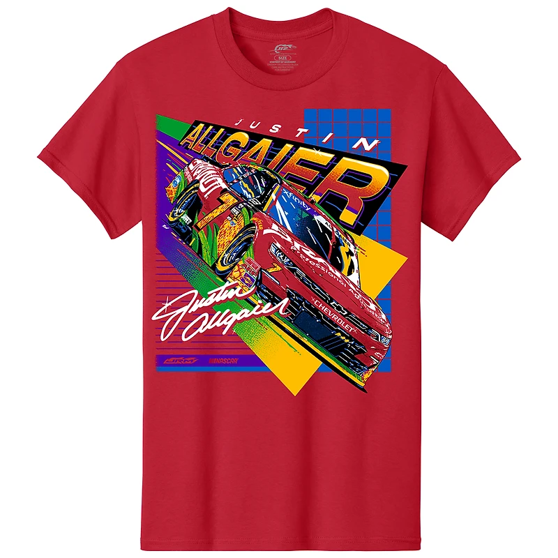 T-shirt officiel de l'équipe JR Motorsports pour homme, motif voiture Justin Allgaier Brandt rouge