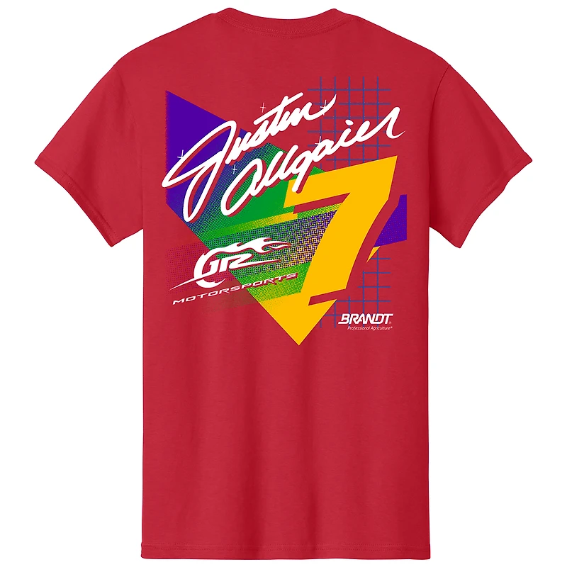 T-shirt officiel de l'équipe JR Motorsports pour homme, motif voiture Justin Allgaier Brandt rouge