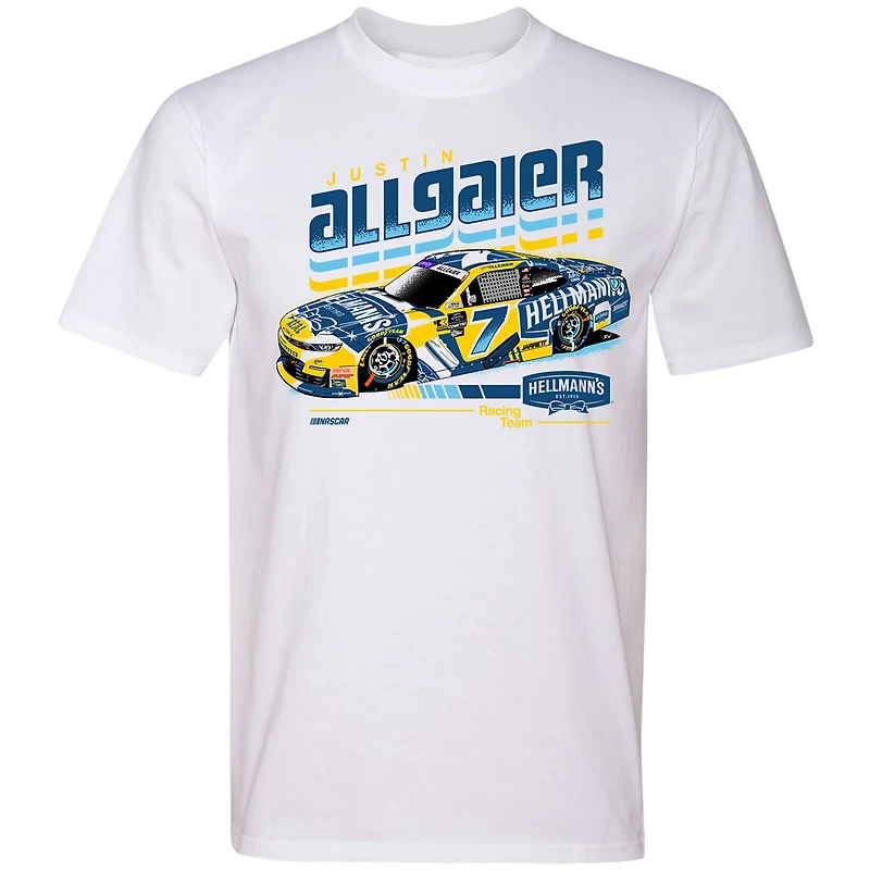 Men's JR Motorsports Official Team Apparel  White Justin Allgaier Hellmann's Car T-Shirt