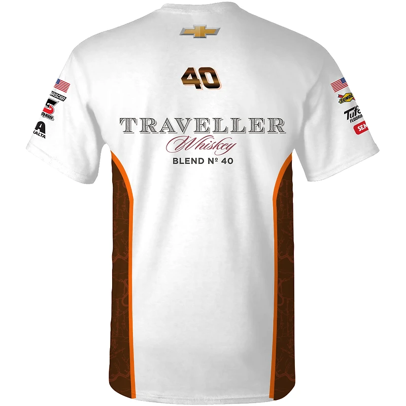 Men's JR Motorsports Official Team Apparel White Justin Allgaier Traveller Whiskey Sublimated Uniform T-Shirt