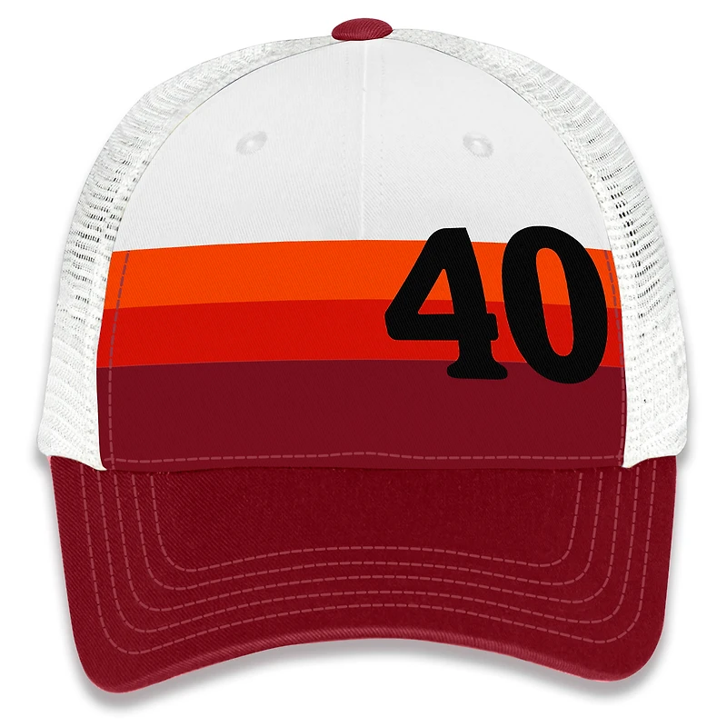 Casquette trucker unisexe JR Motorsports Official Team Apparel blanche/rouge Justin Allgaier Traveller Whiskey à grand numéro, ajustable.