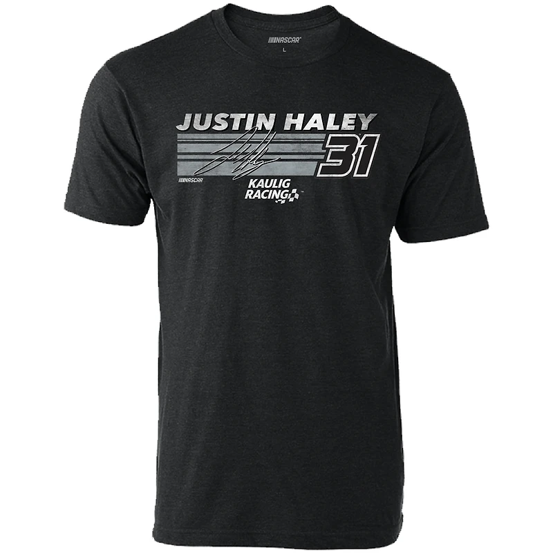 Men's Checkered Flag Heather Charcoal Justin Haley Hot Lap T-Shirt