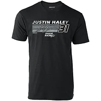 Men's Checkered Flag Heather Charcoal Justin Haley Hot Lap T-Shirt