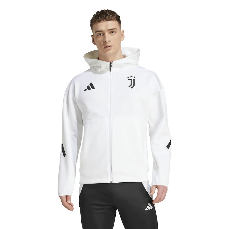Veste à capuche zippée intégrale adidas blanche Juventus 2025/26 Anthem pour homme