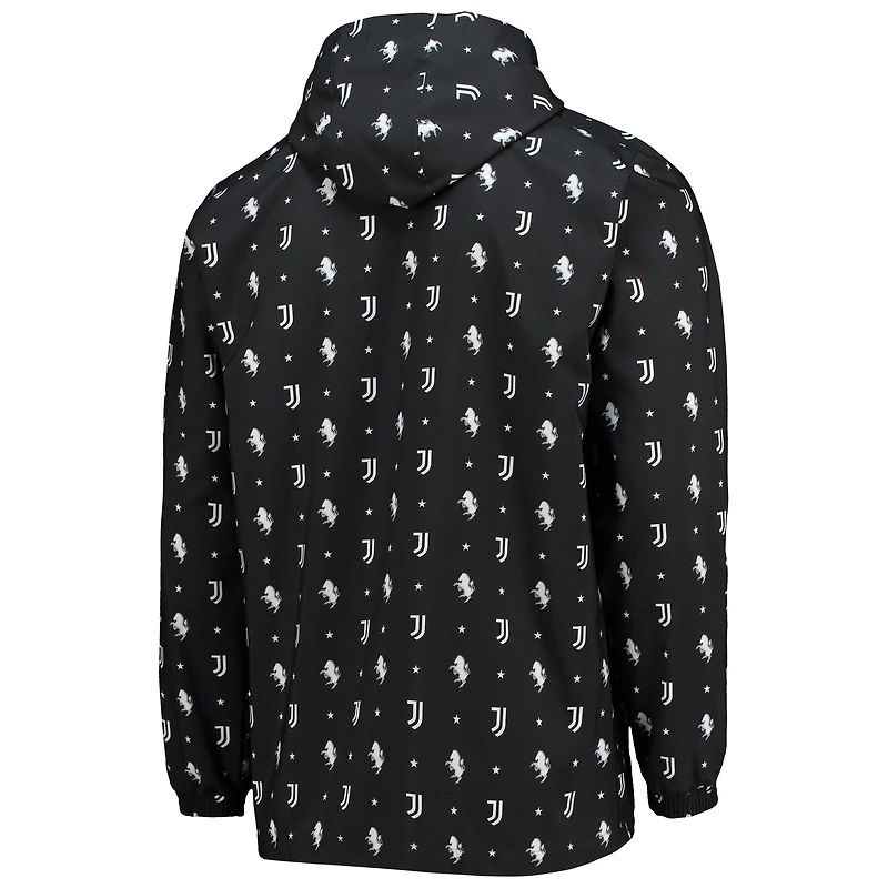 Veste coupe-vent à capuche entièrement zippée adidas Juventus AEROREADY pour homme, noire