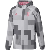 Men's adidas Gray Juventus Graphic Raglan Full-Zip Windbreaker Jacket