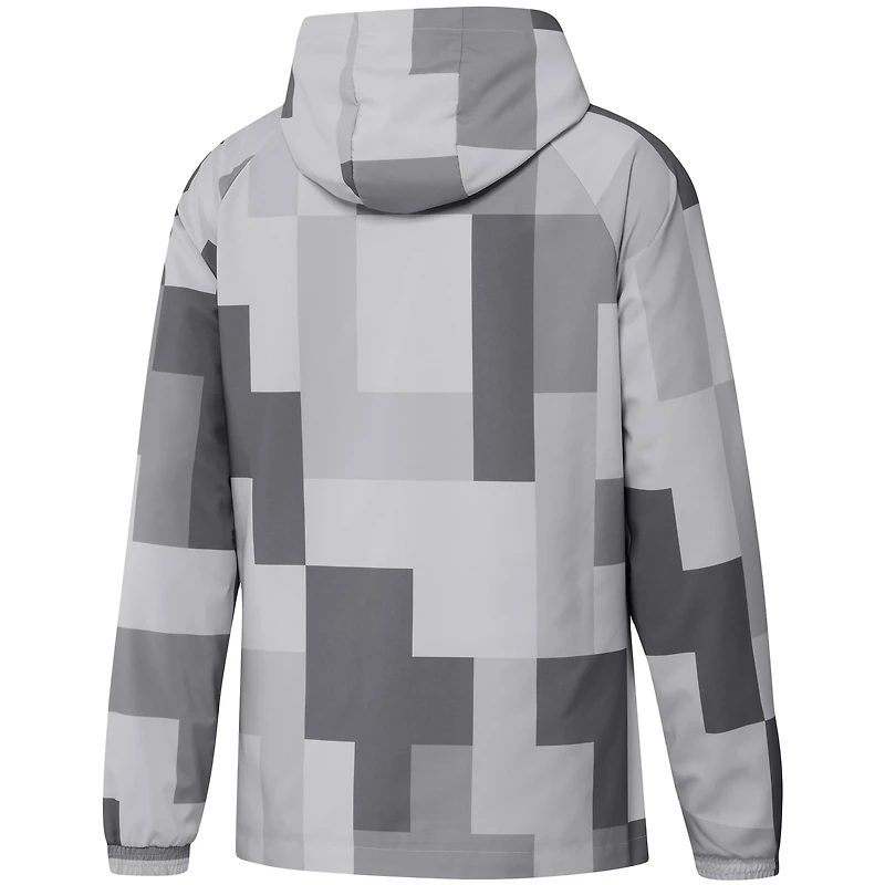 Veste coupe-vent entièrement zippée adidas Juventus Graphic Raglan gris pour homme