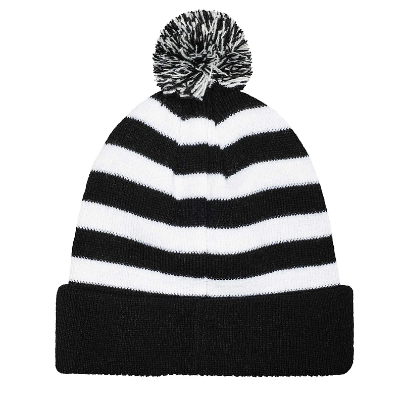 Men's Black Juventus Casual Cuffed Knit Hat with Pom