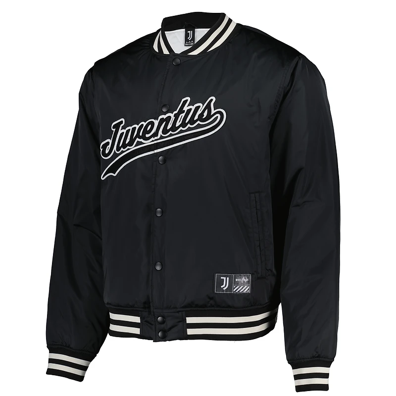 Veste à boutons-pression complète noire Juventus Collegiate Sateen Fanatics pour homme