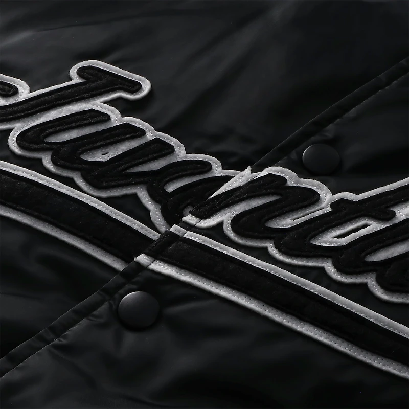 Veste à boutons-pression complète noire Juventus Collegiate Sateen Fanatics pour homme