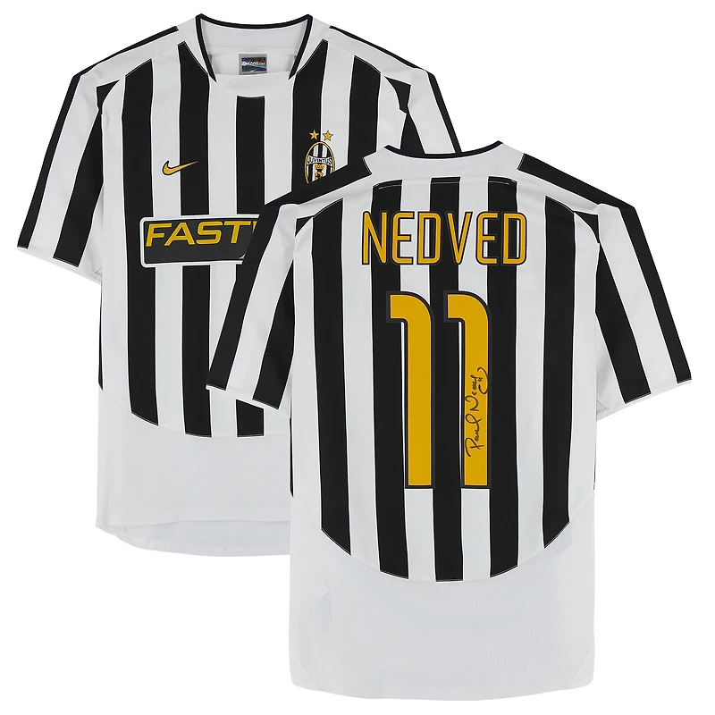 Pavel Nedvěd Juventus Dédicacé 2003-04 Maillot Nike Domicile Noir/Blanc - Icônes