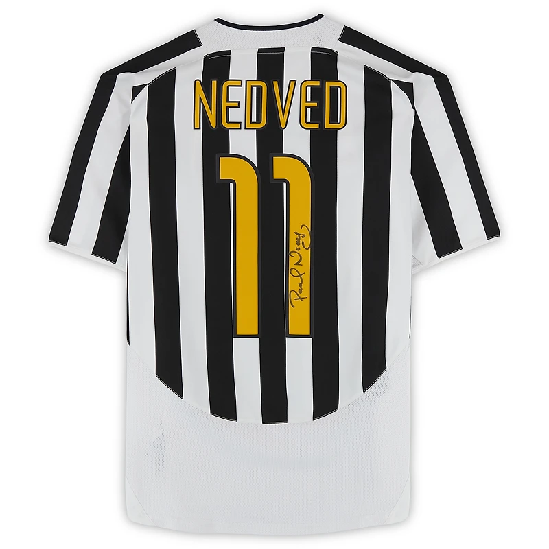 Pavel Nedvěd Juventus Dédicacé 2003-04 Maillot Nike Domicile Noir/Blanc - Icônes