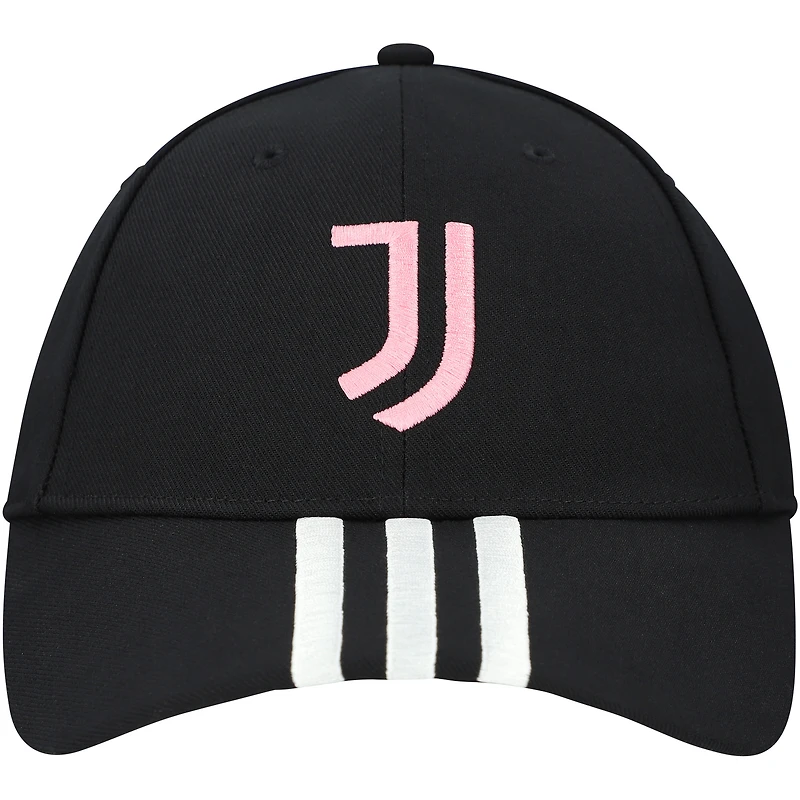 Unisex adidas Black Juventus 3-Stripe Dad Adjustable Hat