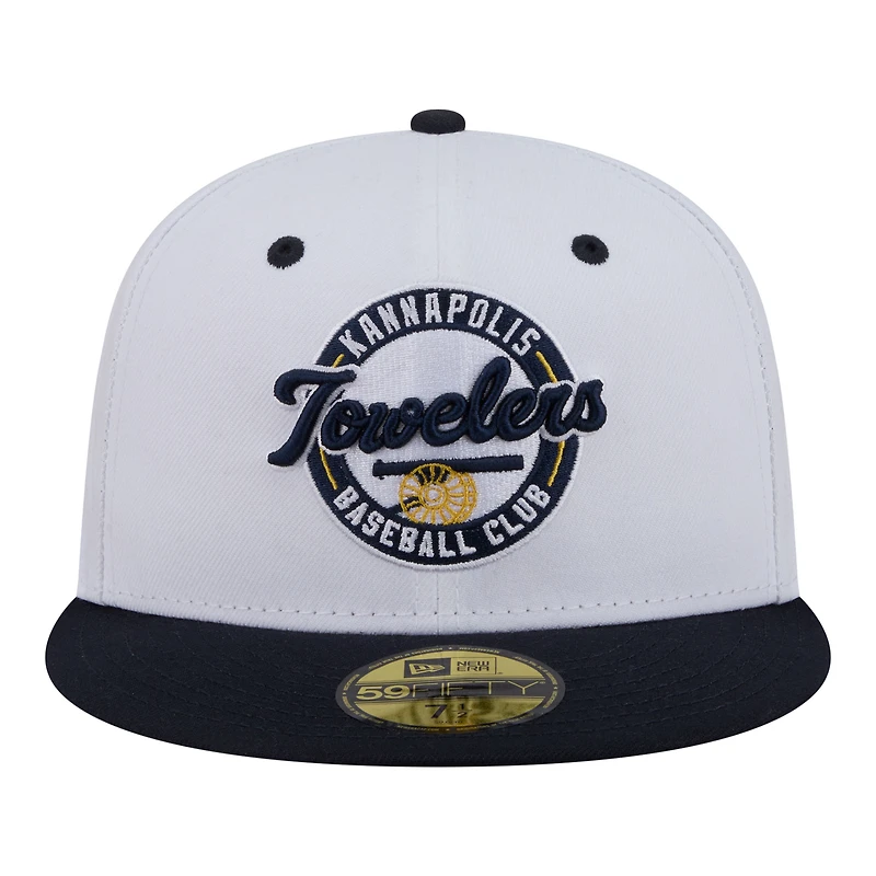 Casquette ajustée New Era 59FIFTY pour homme, grise et marine, Kannapolis Cannon Ballers Minor League Theme Nights