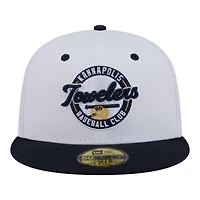 Casquette ajustée New Era 59FIFTY pour homme, grise et marine, Kannapolis Cannon Ballers Minor League Theme Nights