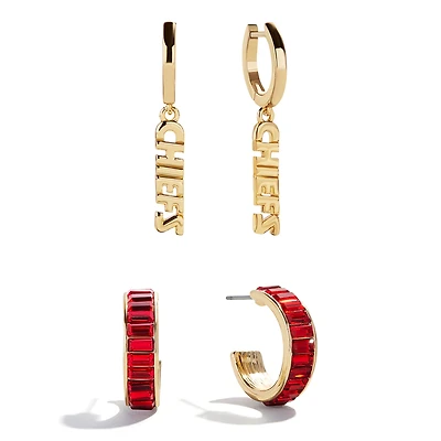 Lot de 2 boucles d'oreilles créoles baguette BaubleBar des Chiefs de Kansas City
