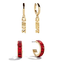 Lot de 2 boucles d'oreilles créoles baguette BaubleBar des Chiefs de Kansas City