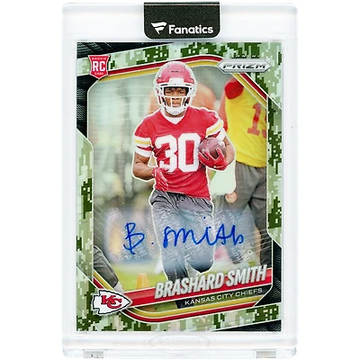 Carte de recrue autographiée de Brashard Smith, Kansas City Chiefs, Panini Prizm Black Digital Camo Prizm 2025, n° 308, n° 14/25