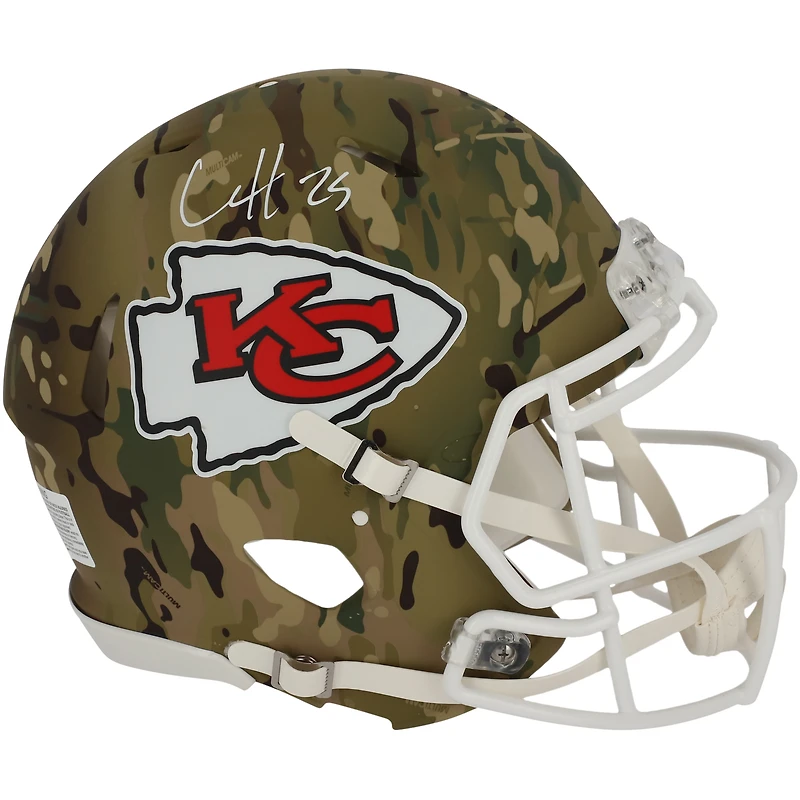 Casque authentique Riddell Camo Alternate Speed ​​autographié par Clyde Edwards-Helaire des Kansas City Chiefs