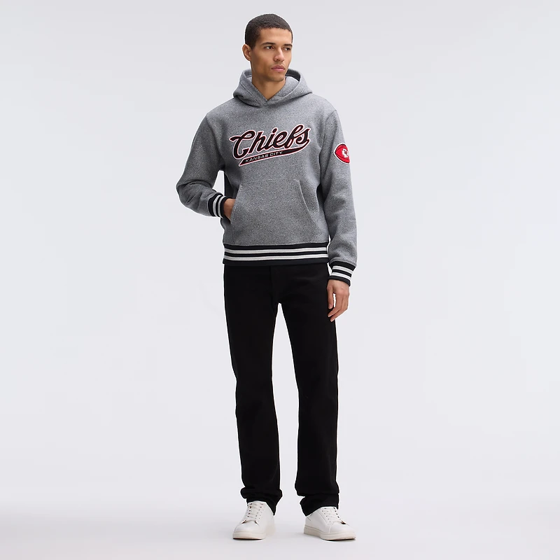 Sweat à capuche Fanatics Athletic Heather Gray Kansas City Chiefs Iconic bords en polaire