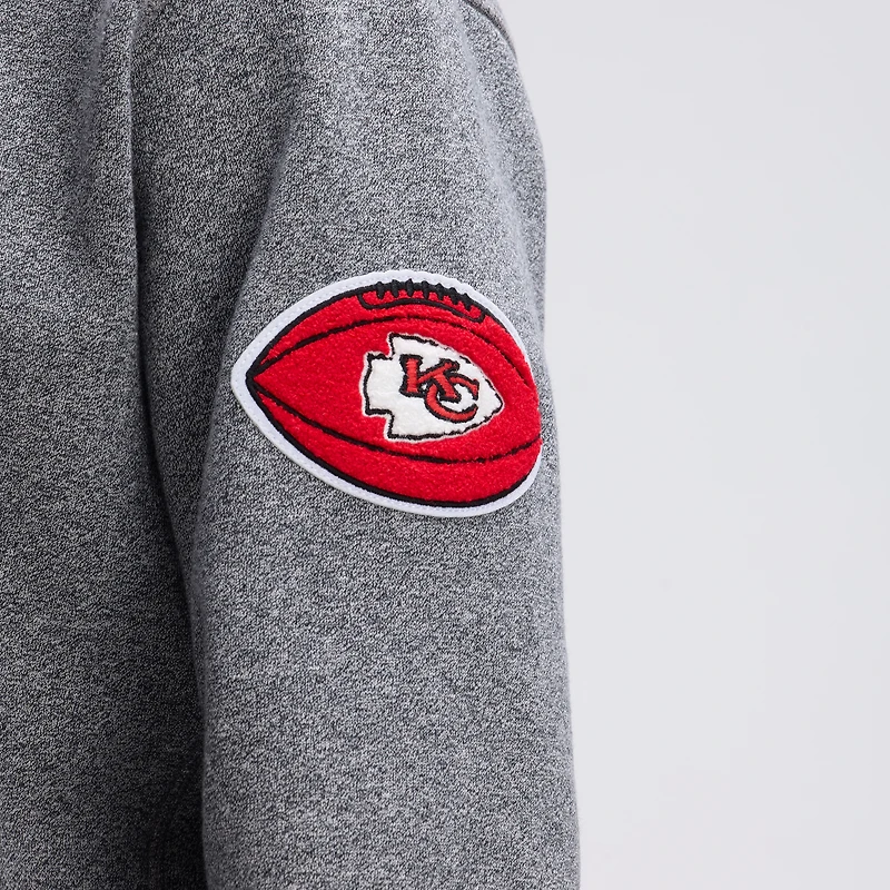 Fanatics Athletic Heather Gray Kansas City Chiefs IconicFleece Tipped Hoodie
