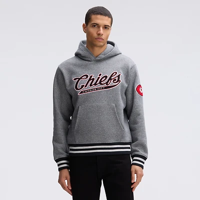 Fanatics Athletic Heather Gray Kansas City Chiefs IconicFleece Tipped Hoodie