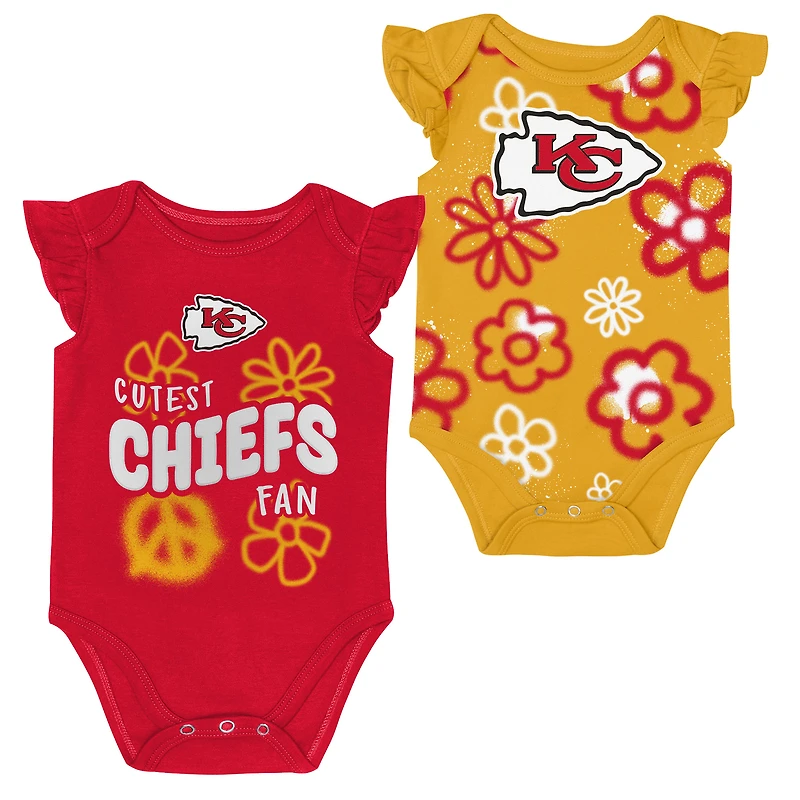 Girl's Outerstuff Red/Gold Kansas City Chiefs Sunshine Two-Piece Bodysuit Set