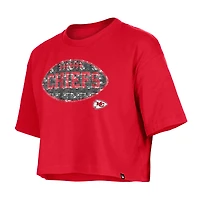 T-shirt boxy rouge à paillettes pour fille New Era des Kansas City Chiefs