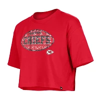 T-shirt boxy rouge à paillettes pour fille New Era des Kansas City Chiefs