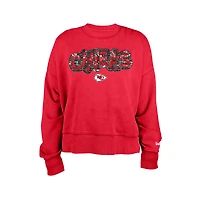 Girl's New Era Red Kansas City Chiefs Flip Sequin Sweatshirt