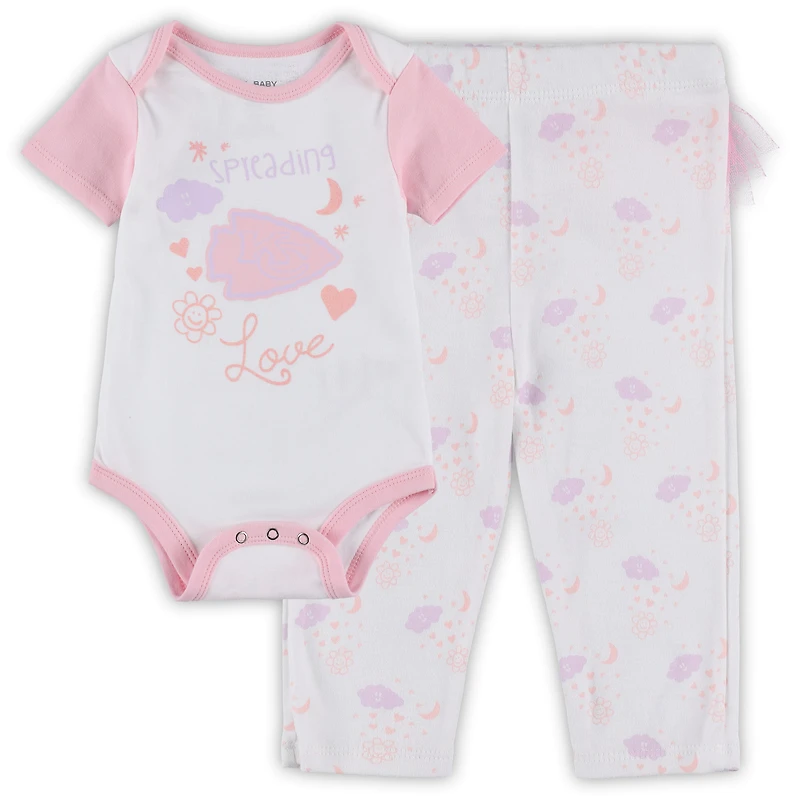 Ensemble de body et leggings Tutu pour nouveau-nés nourrissons blancs Kansas City Chiefs Spreading Love
