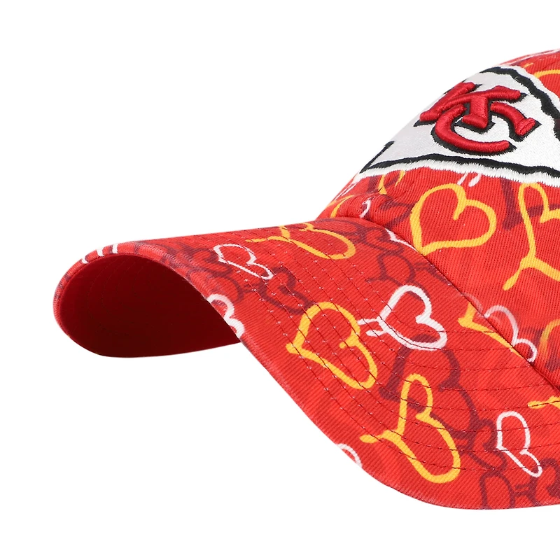 Casquette ajustable « 47 » pour filles de l'école maternelle, motif mural rouge des Chiefs de Kansas City