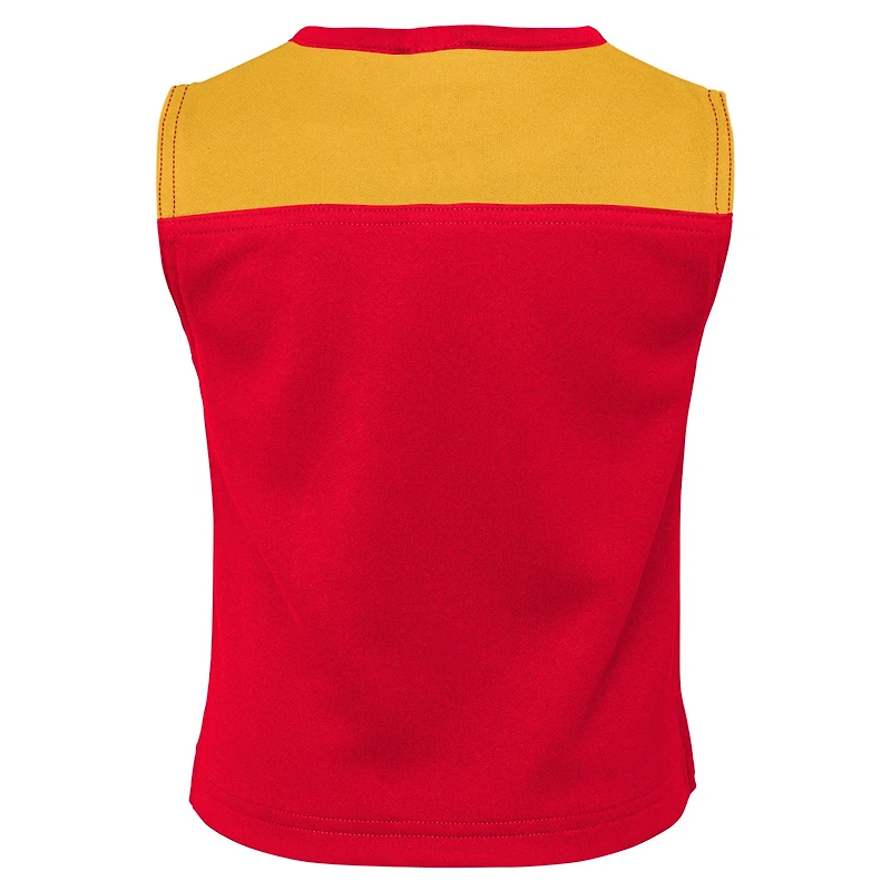 Ensemble deux pièces avec bloomer rouge de pom-pom girl des Kansas City Chiefs pour petites filles d'âge préscolaire