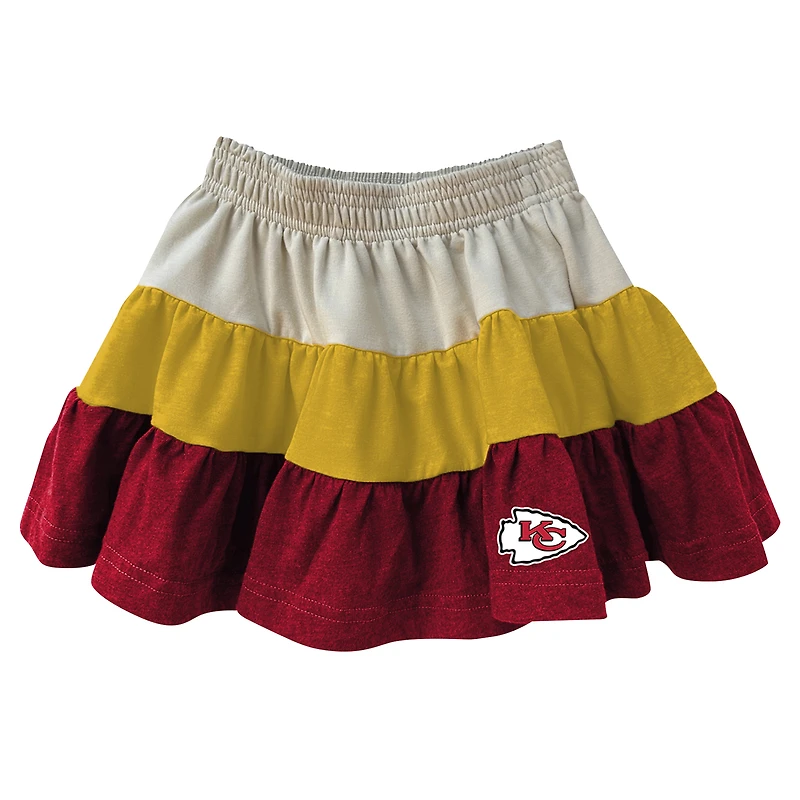 Girls Toddler Wes & Willy Gold/Red Kansas City Chiefs Sleeveless Full-Zip Hoodie Three Tier Skirt Set