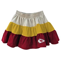 Girls Toddler Wes & Willy Gold/Red Kansas City Chiefs Sleeveless Full-Zip Hoodie Three Tier Skirt Set