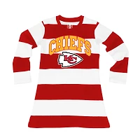 Girls Toddler Wes & Willy  Red/White Kansas City Chiefs Long Sleeve Rugby Tri-Blend Dress