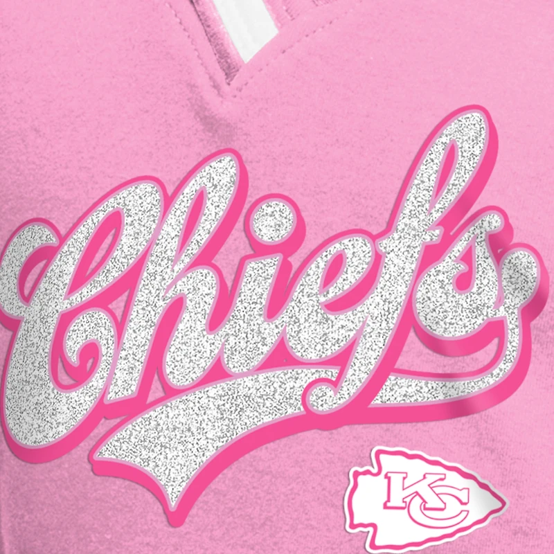 T-shirt à col en V raglan rose pour fille New Era Kansas City Chiefs Mommy & Me Multiplier