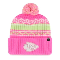 Girls Youth '47 Pink Kansas City Chiefs Polar Vortex Cuffed Knit Hat with Pom