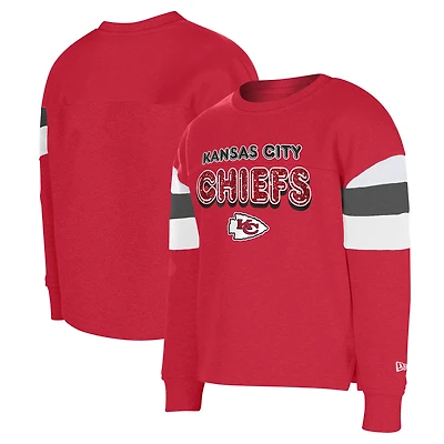 Sweat-shirt à paillettes blocs de couleurs pour filles New Era Red Kansas City Chiefs