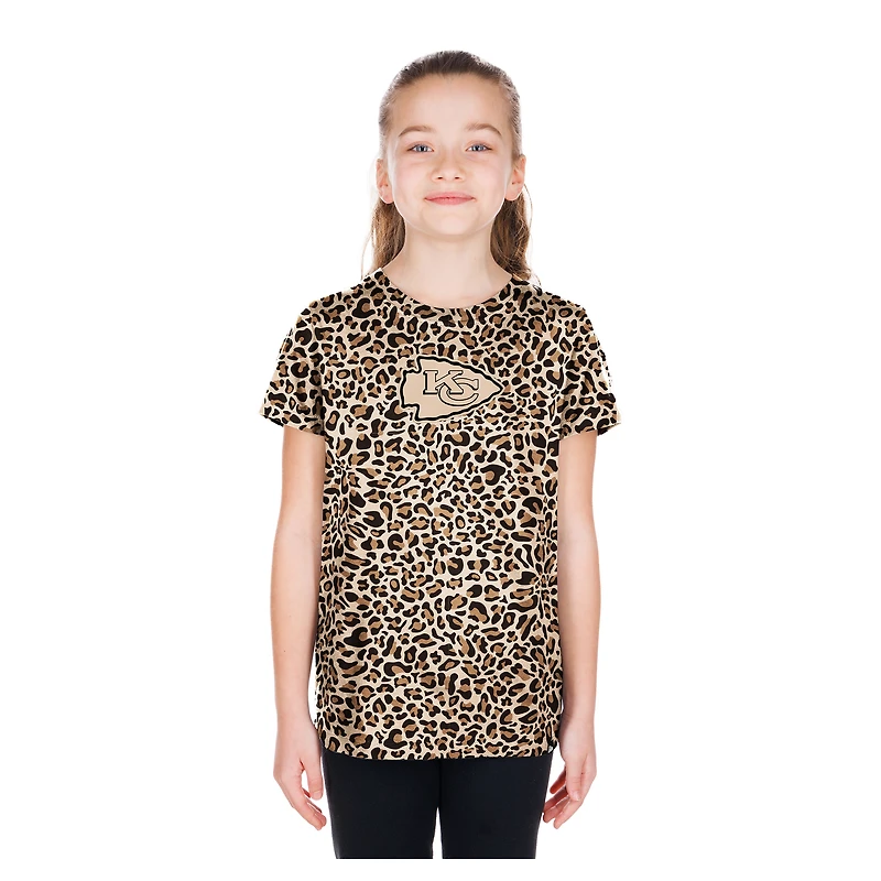 Girls Youth New Era  Tan Kansas City Chiefs Mom & Me Leopard T-Shirt