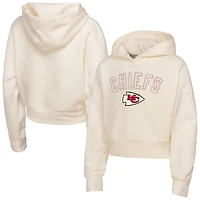 Girl's Youth Outerstuff Cream Kansas City Chiefs Oversized Blitz Cropped Pullover Hoodie