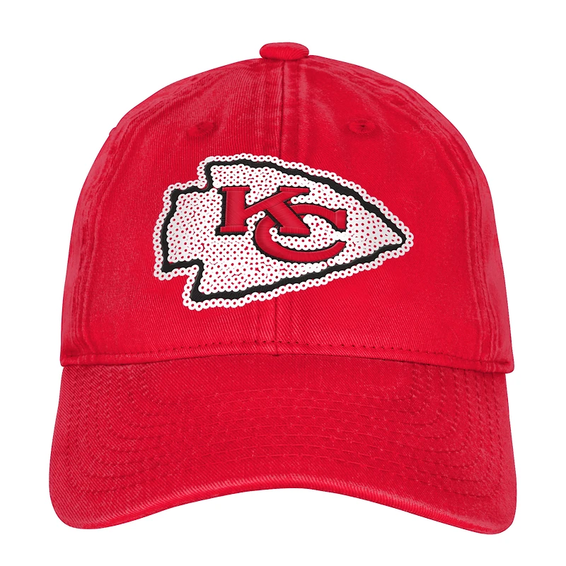 Girls Youth Outerstuff Red Kansas City Chiefs Gridiron Adjustable Hat