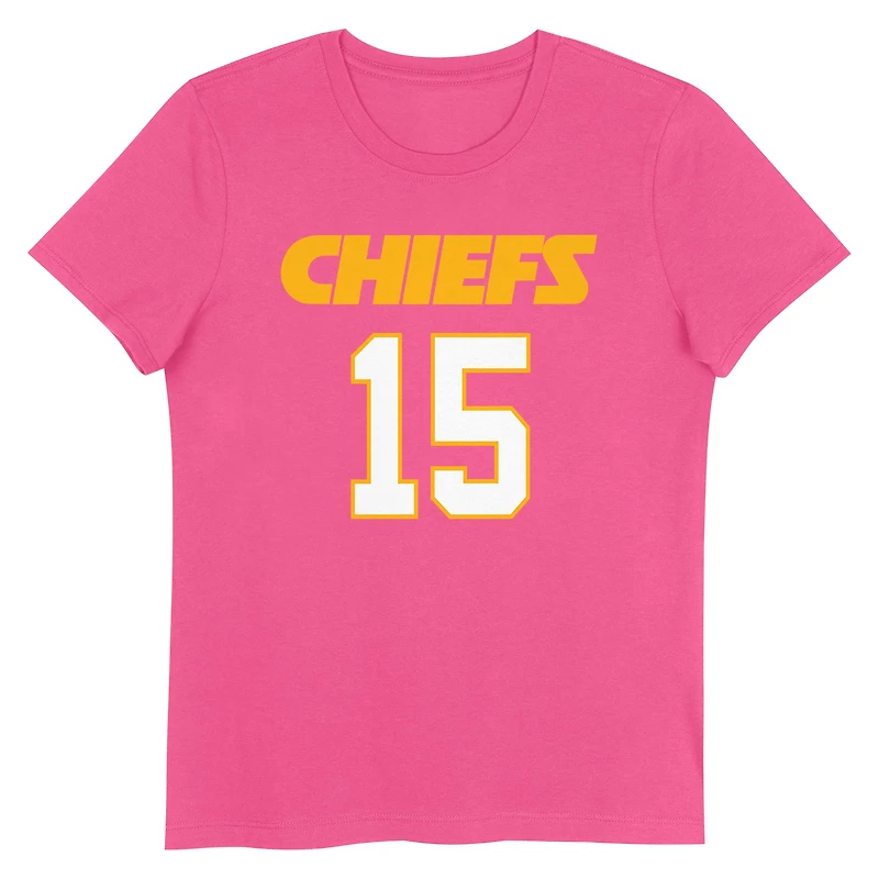 Girls Youth Patrick Mahomes Pink Kansas City Chiefs Player Name & Number T-Shirt