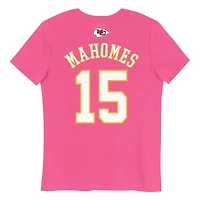 T-shirt rose avec nom et numéro de joueur des Kansas City Chiefs Patrick Mahomes pour jeunes filles