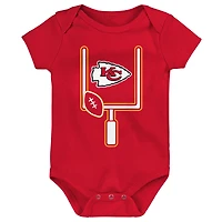 Infant & Newborn Outerstuff  Kansas City Chiefs Littlest Player Three-Piece Bodysuit Set