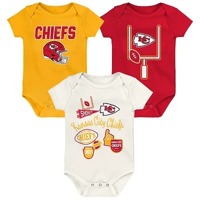 Infant & Newborn Outerstuff Kansas City Chiefs Littlest Player Three-Piece Bodysuit Set