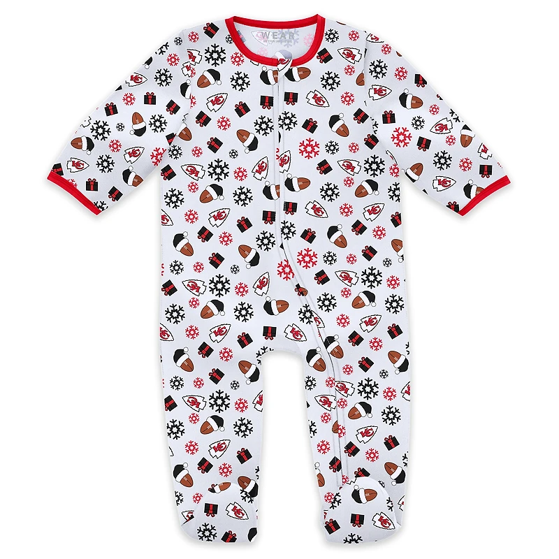 Infant & Newborn WEAR by Erin Andrews Kansas City Chiefs Holiday Full-Zip Sleeper Bib Set