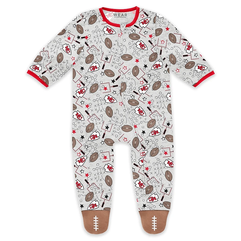 Infant & Newborn WEAR by Erin Andrews Kansas City Chiefs Sleep and Play Full-Zip Sleeper Bib Set