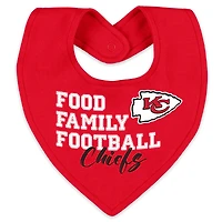 Infant & Newborn WEAR by Erin Andrews Kansas City Chiefs Sleep and Play Full-Zip Sleeper Bib Set