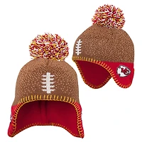 Infant Brown Kansas City Chiefs Football Head Knit Hat with Pom